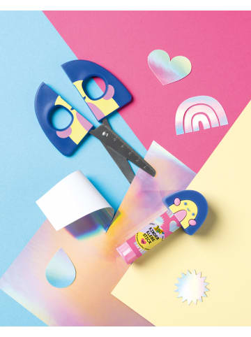 folia PAPER Nożyczki do majsterkowania "Rainbow" w kolorze niebieskim dla dzieci - 6+
