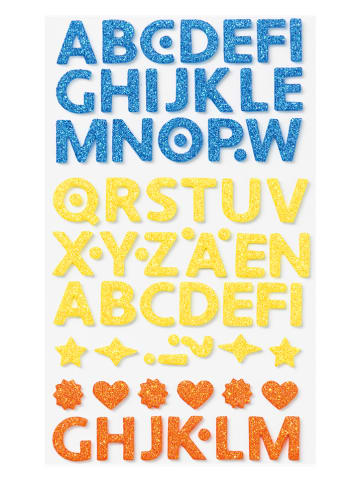 folia PAPER Naklejki z pianki gumowej "Letters" w różnych kolorach z brokatem - 5+