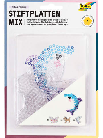 folia PAPER 3tlg. Bügelperlen-Stiftplatten-Set "Animal Friends" in Transparent