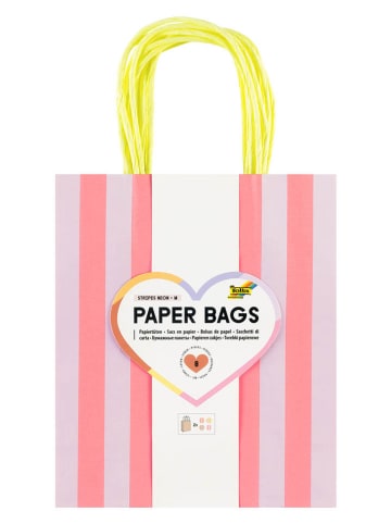folia PAPER Papieren zakken "M Stripes Neon" - vanaf 6 jaar