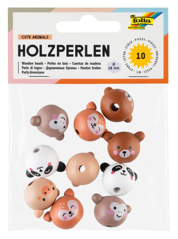 folia PAPER Holzperlen "Cute Animals" - ab 5 Jahren - 10 Stück