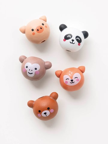 folia PAPER Drewniane koraliki (10 szt.) "Cute Animals" - 5+