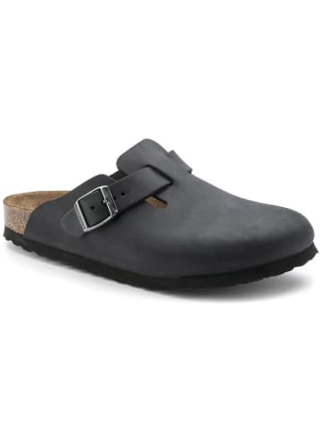 Birkenstock Leder-Clogs "Boston" in Schwarz