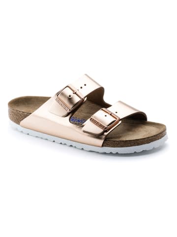 Birkenstock Skórzane klapki "Arizona" w kolorze różowozłotym