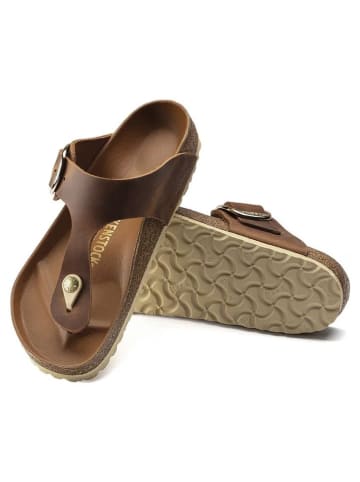 Birkenstock Leren teenslippers "Gizeh Big Buckle" lichtbruin