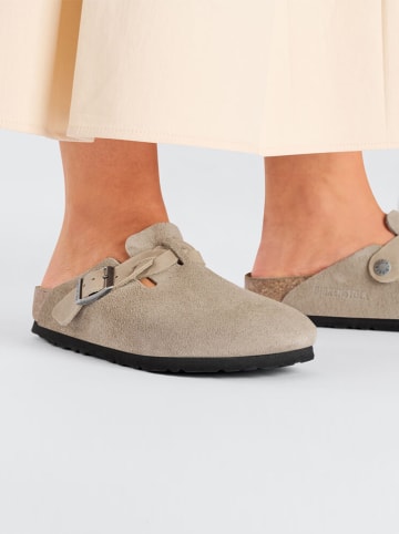 Birkenstock Skórzane chodaki "Boston" w kolorze szarobrązowym