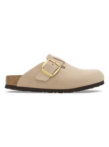 Birkenstock Leder-Clogs "Boston Big Buckle" in Sand