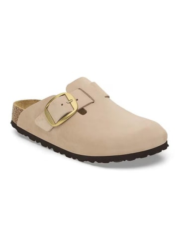 Birkenstock Leder-Clogs "Boston Big Buckle" in Sand