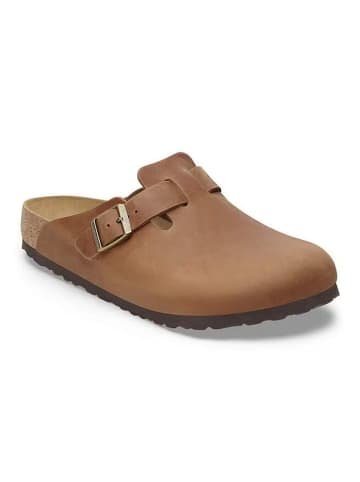 Birkenstock Leder-Clogs "Boston" in Hellbraun