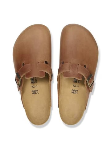 Birkenstock Skórzane chodaki "Boston" w kolorze jasnobrązowym