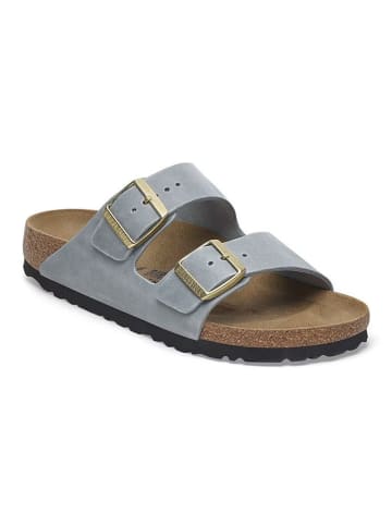 Birkenstock Leder-Pantoletten "Arizona" in Grau