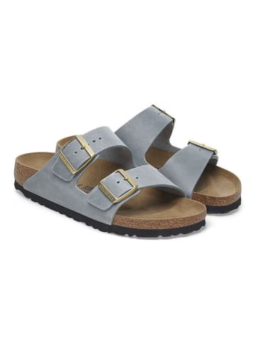 Birkenstock Leder-Pantoletten "Arizona" in Grau