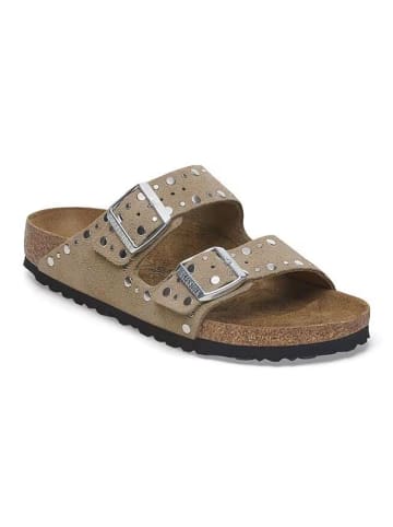 Birkenstock Leren slippers "Arizona Rivet" taupe