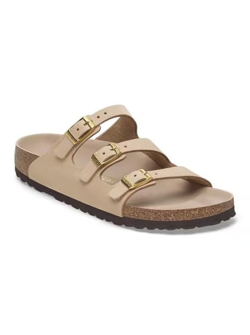 Birkenstock Leder-Pantoletten "Florida" in Beige