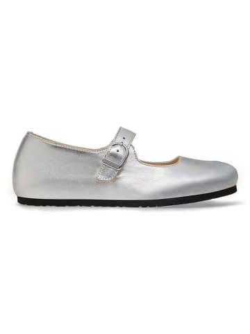 Birkenstock Leren ballerina's "Santa Clarit" zilverkleurig