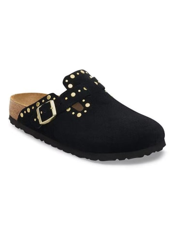 Birkenstock Leder-Clogs "Boston Rivet" in Schwarz
