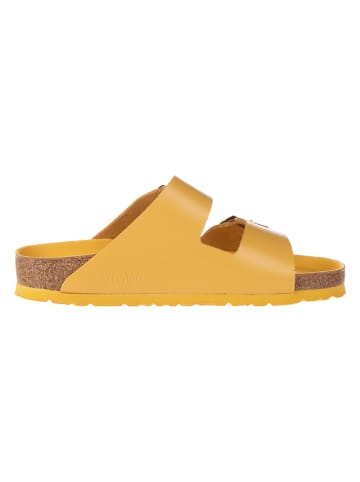 Birkenstock Leder-Pantoletten in Gelb