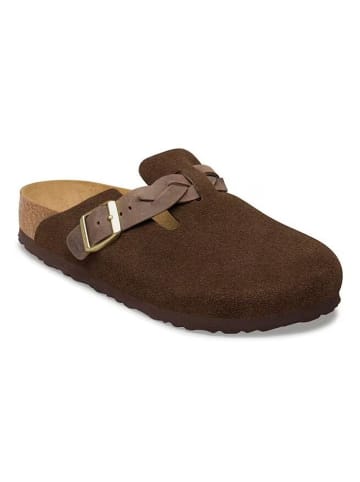 Birkenstock Skórzane chodaki "Boston" w kolorze brązowym