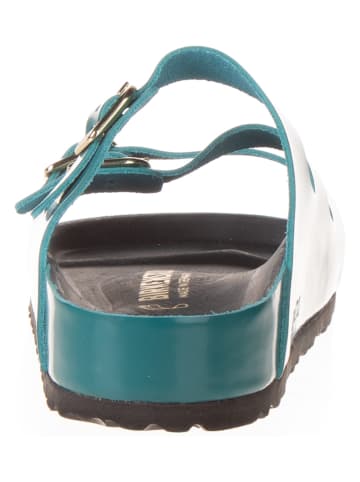 Birkenstock Leren slippers turquoise