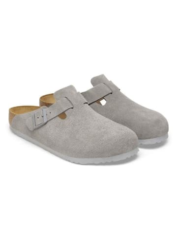 Birkenstock Skórzane chodaki "Boston" w kolorze szarym