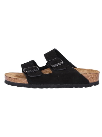 Birkenstock Leder-Pantoletten "Arizona" in Schwarz - Weite S