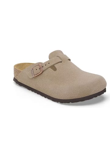Birkenstock Skórzane chodaki "Boston" w kolorze szarobrązowym