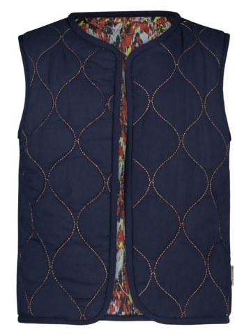 B.Nosy Doorgestikte bodywarmer "Ginny" donkerblauw/bruin/geel