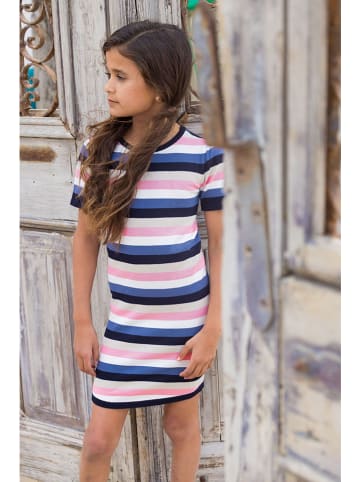 B.Nosy Kleid in Dunkelblau/ Rosa/ Beige
