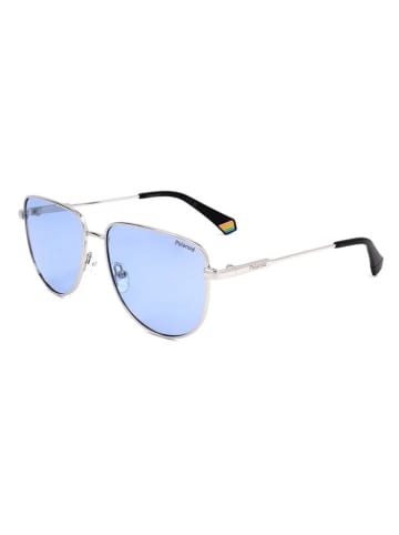 Polaroid Okulary przeciwsłoneczne unisex w kolorze srebrno-błękitnym