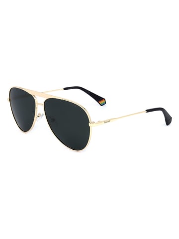 Polaroid Unisex-Sonnenbrille in Gold/ Schwarz