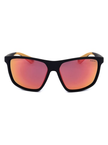 Polaroid Męskie okulary przeciwsłoneczne w kolorze czarno-pomarańczowym