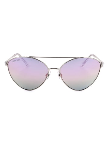 Swarovski Damskie okulary przeciwsłoneczne w kolorze srebrno-jasnoszarym