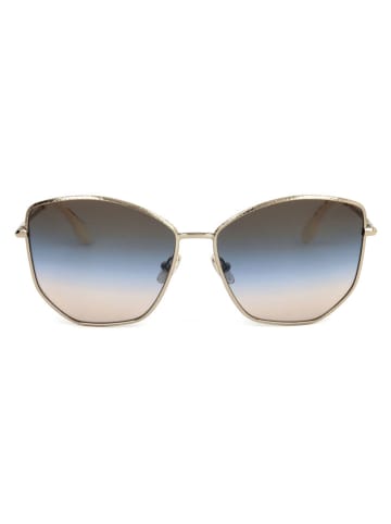 Victoria Beckham Damskie okulary przeciwsłoneczne w kolorze złoto-brązowo-niebieskim