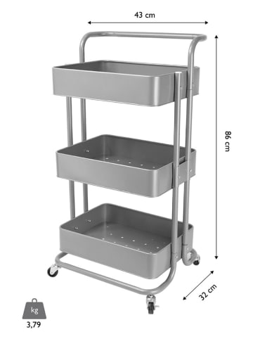 Echtwerk Keukentrolley zilverkleurig - (B)43 x (H)86 x (D)32 cm