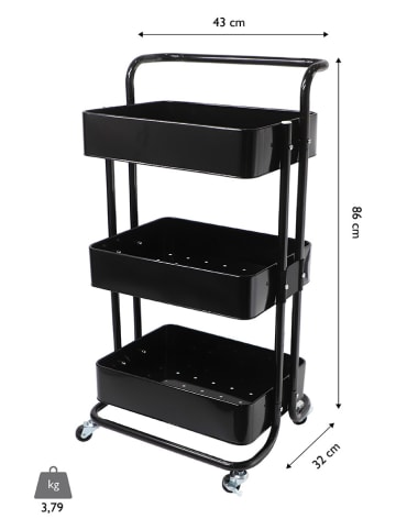 Echtwerk Keukentrolley zwart - (B)43 x (H)86 x (D)32 cm