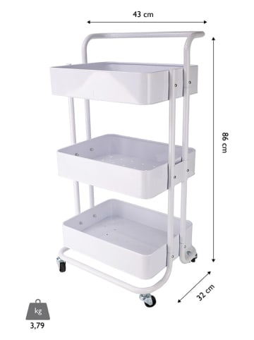 Echtwerk Küchenwagen in Weiß - (B)43 x (H)86 x (T)32 cm