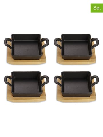 Echtwerk 4er-Set: Servierschalen in Schwarz/ Hellbraun