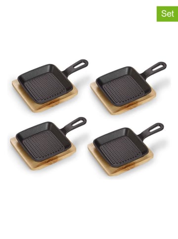 Echtwerk 4er-Set: Servierpfannen in Schwarz/ Hellbraun