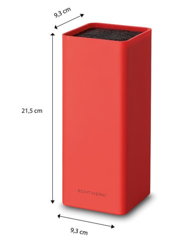 Echtwerk Universal-Messerblock "Square" in Rot - (B)9,5 x (H)22 x (T)9,5 cm