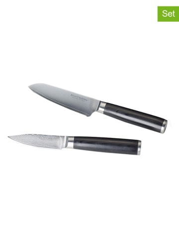 Echtwerk 2tlg. Set: Küchenmesser-Set in Schwarz/ Silber