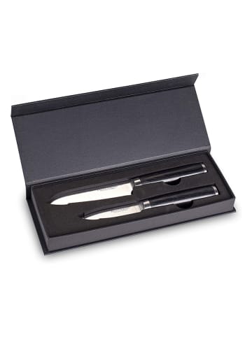 Echtwerk 2tlg. Set: Küchenmesser-Set in Schwarz/ Silber