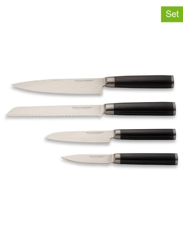 Echtwerk 4tlg. Set: Damast-Messer in Schwarz/ Silber