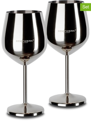 Echtwerk 2-delige set: wijnglazen zilverkleurig - 500 ml
