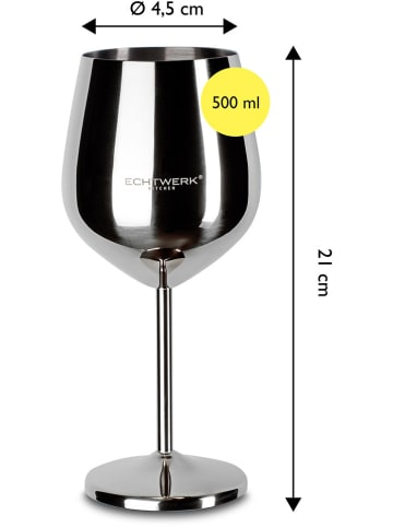 Echtwerk 2-delige set: wijnglazen zilverkleurig - 500 ml