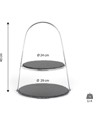 Echtwerk Etagère zwart/zilverkleurig - (H)40 cm