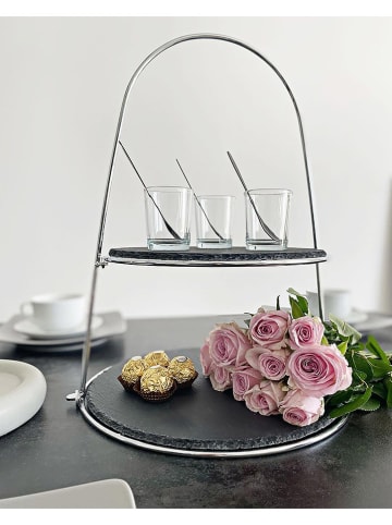 Echtwerk Etagere in Schwarz/ Silber - (H)40 cm