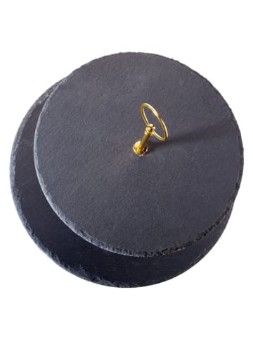 Echtwerk Etagere in Schwarz/ Gold - (H)40 x Ø 30 cm