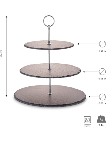 Echtwerk Etagere in Grau/ Silber - (H)35 cm