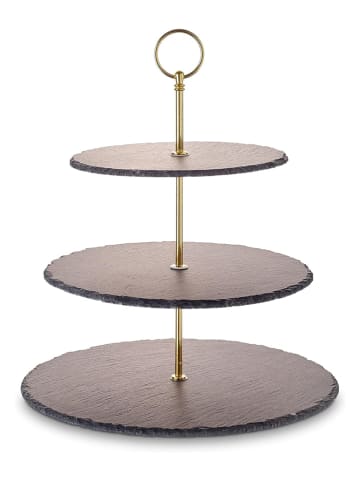 Echtwerk Etagère grijs/goudkleurig - (H)35 cm