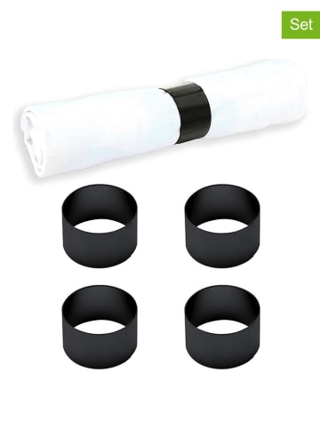 Echtwerk 4-delige set: servetringen "Rond" zwart - Ø 4 cm